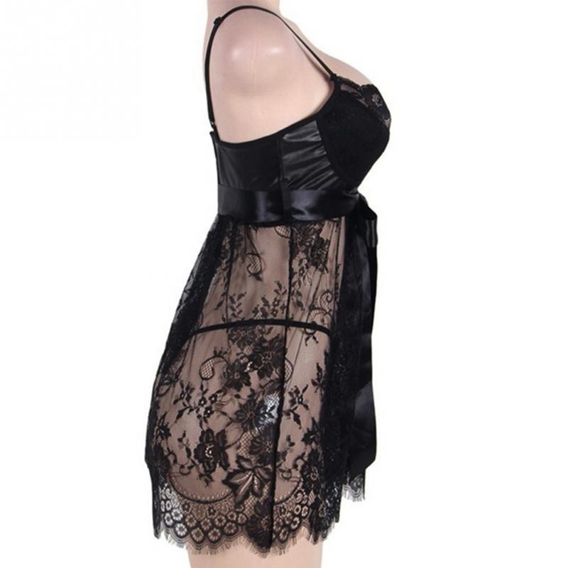 Erotic Lingerie Lace Sleepwear Dress Transparent Pijama Underwear Night Gown