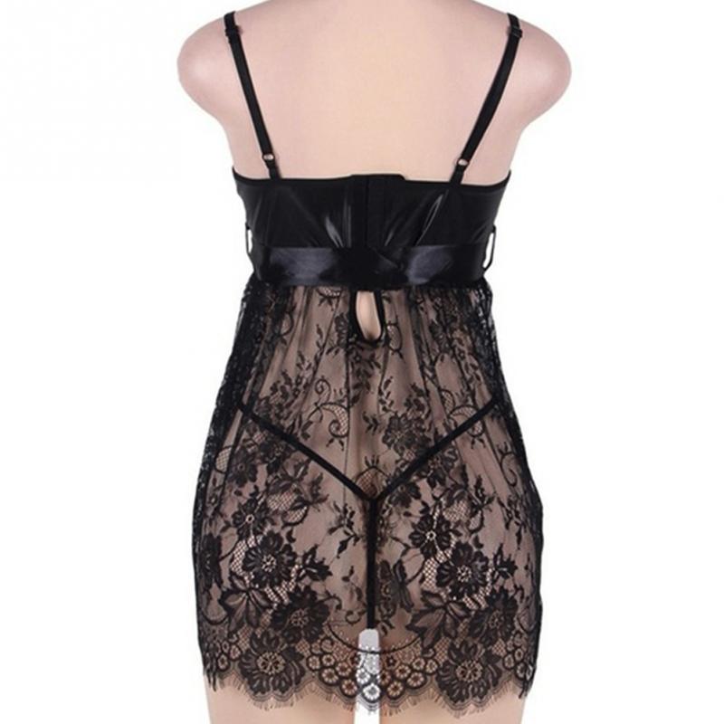 Erotic Lingerie Lace Sleepwear Dress Transparent Pijama Underwear Night Gown