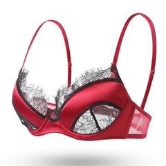 Eyelash Lace Bra Set Lingerie Embroidery Push Up Bra and Panty Set