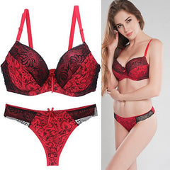 Floral Printed Plus Size Lace Bridal Bra And Panty Set