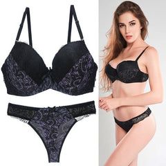 Floral Printed Plus Size Lace Bridal Bra And Panty Set