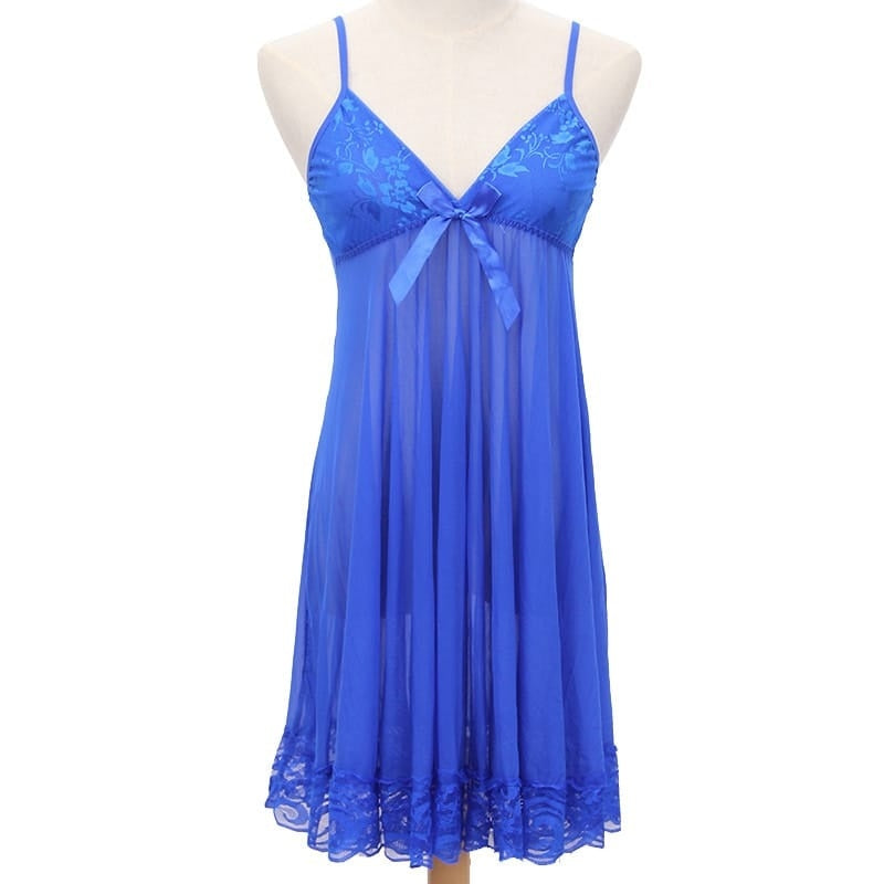 Lace Patchwork Mesh Strap Night Dress