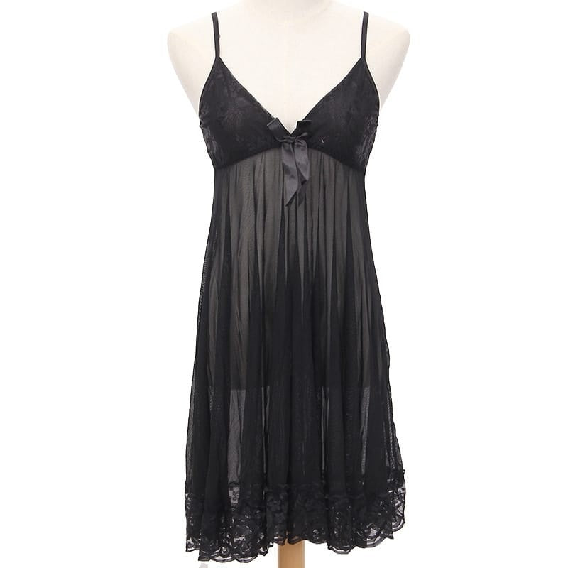 Lace Patchwork Mesh Strap Night Dress