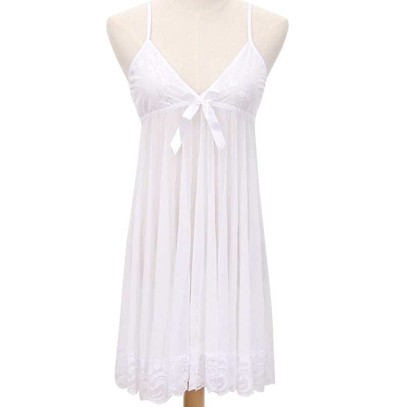 Lace Patchwork Mesh Strap Night Dress