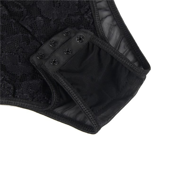 Lace Patchwork Solid Color Bodysuit