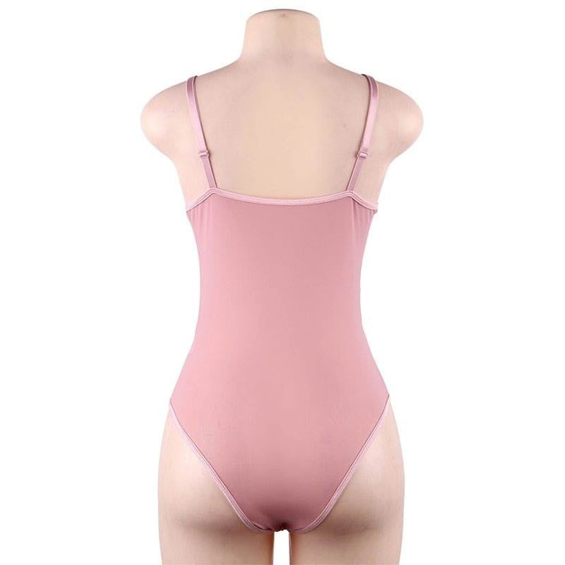Lace Patchwork Solid Color Bodysuit
