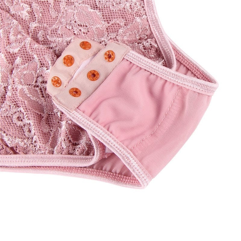 Lace Patchwork Solid Color Bodysuit