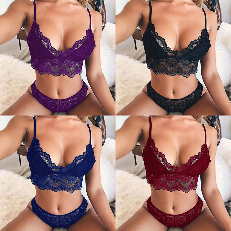 Lace Push Up Bra Panties Underwear Set Babydoll Lingerie + Briefs
