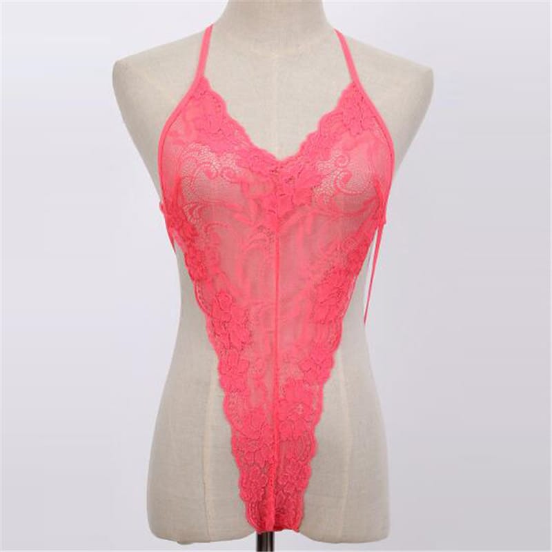 Lace See Through Backless Strap Night Dress