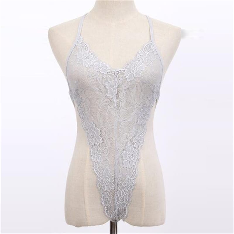 Lace See Through Backless Strap Night Dress