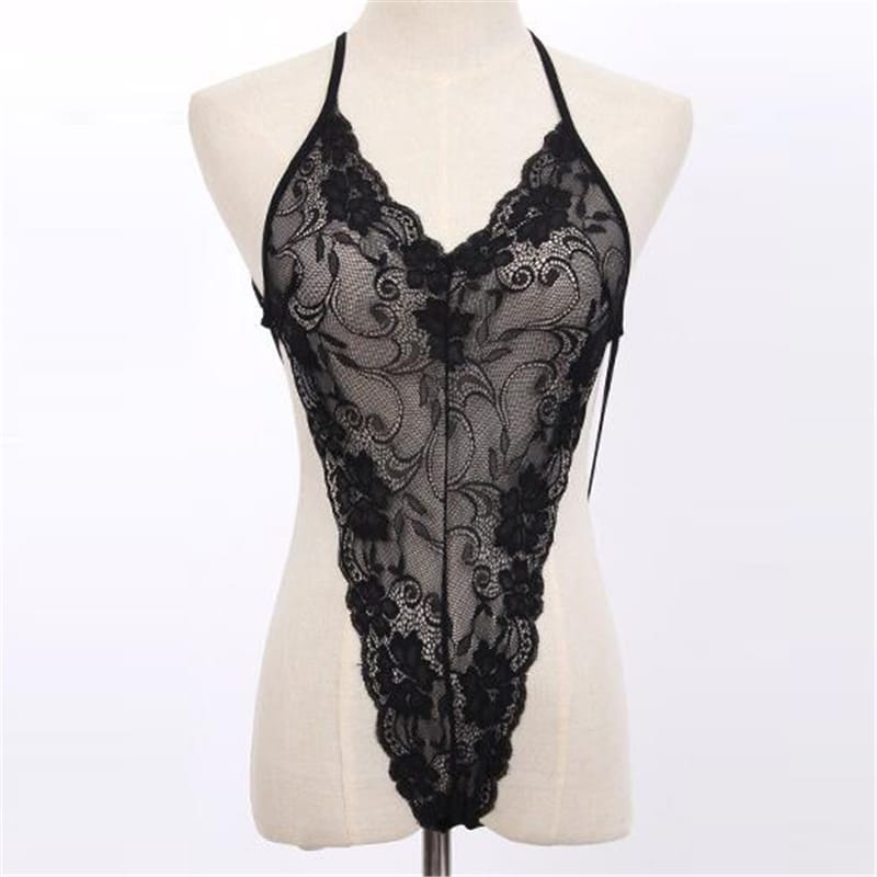 Lace See Through Backless Strap Night Dress