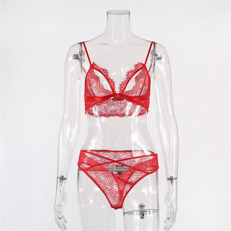 Lace See-through Hollow Out Ultrathin Sleep Set