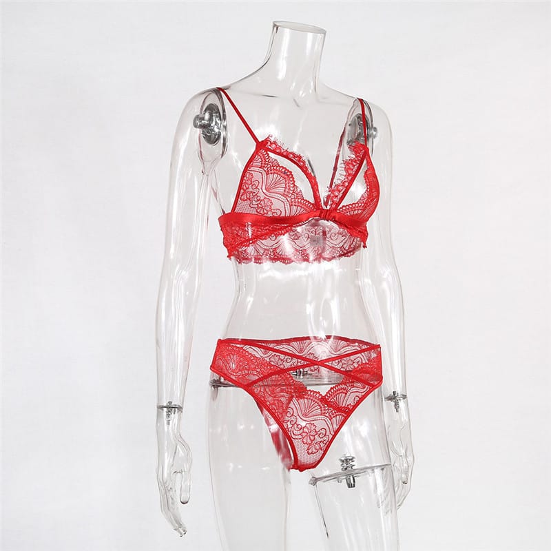 Lace See-through Hollow Out Ultrathin Sleep Set