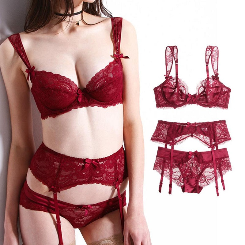 Lace Three-piece Bra Sets for Ladies
