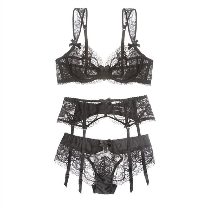 Lace Three-piece Bra Sets for Ladies
