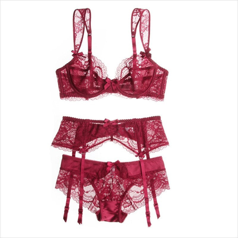 Lace Three-piece Bra Sets for Ladies