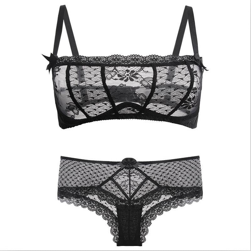 Lace Transparent Ultra-thin Underwear Bra set