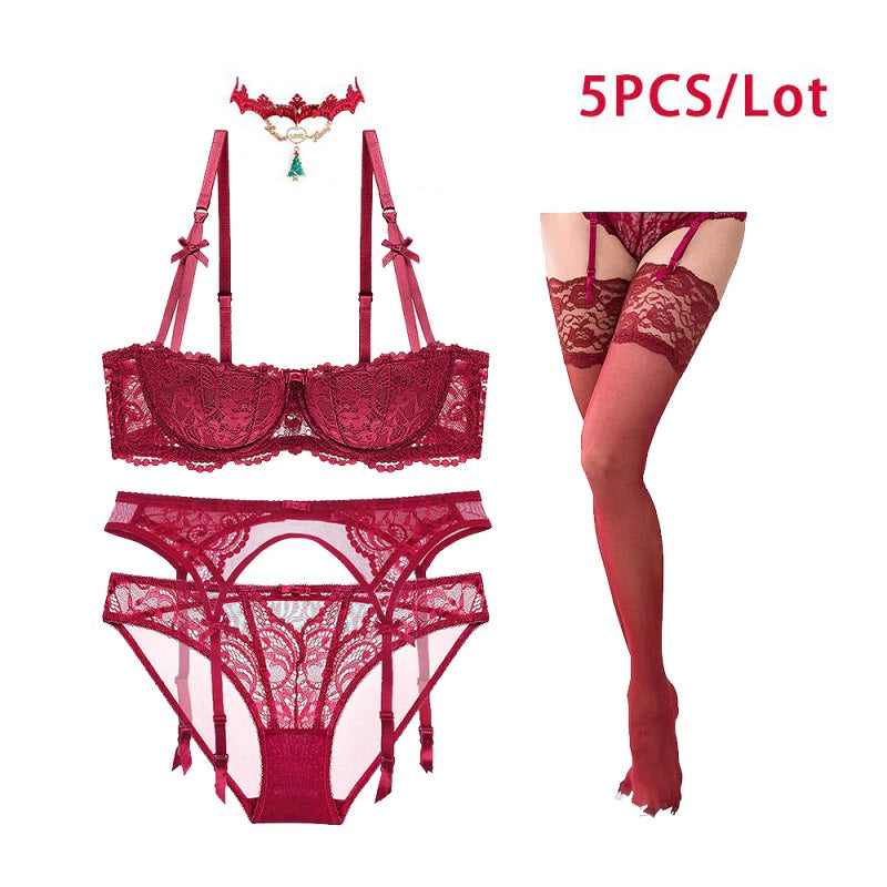 Lace Underwear Bra 5 Piece Set