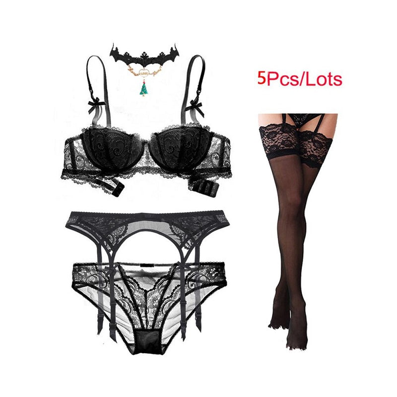 Lace Underwear Bra 5 Piece Set