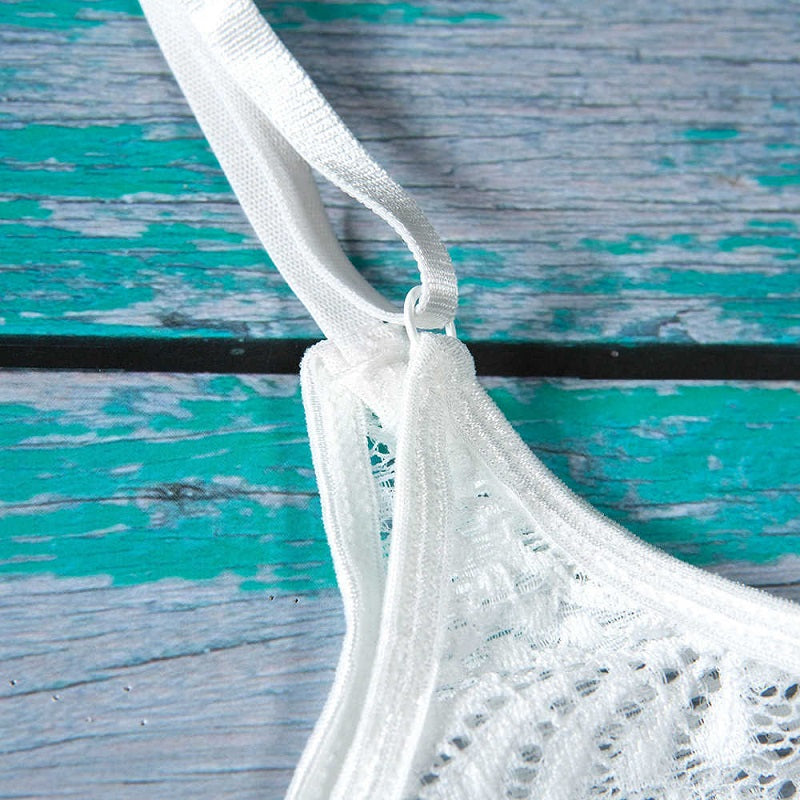 Low-cut Lace See-through Strap Sleep Bodysuit