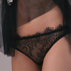 Mesh Deep V Open Back Pajamas Set