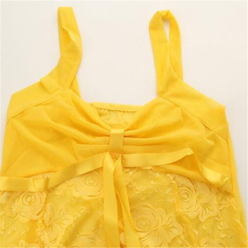 Mesh Pacthwork Plush Hemline Strap Sleep Dress