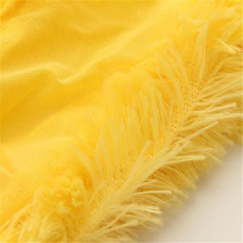 Mesh Pacthwork Plush Hemline Strap Sleep Dress