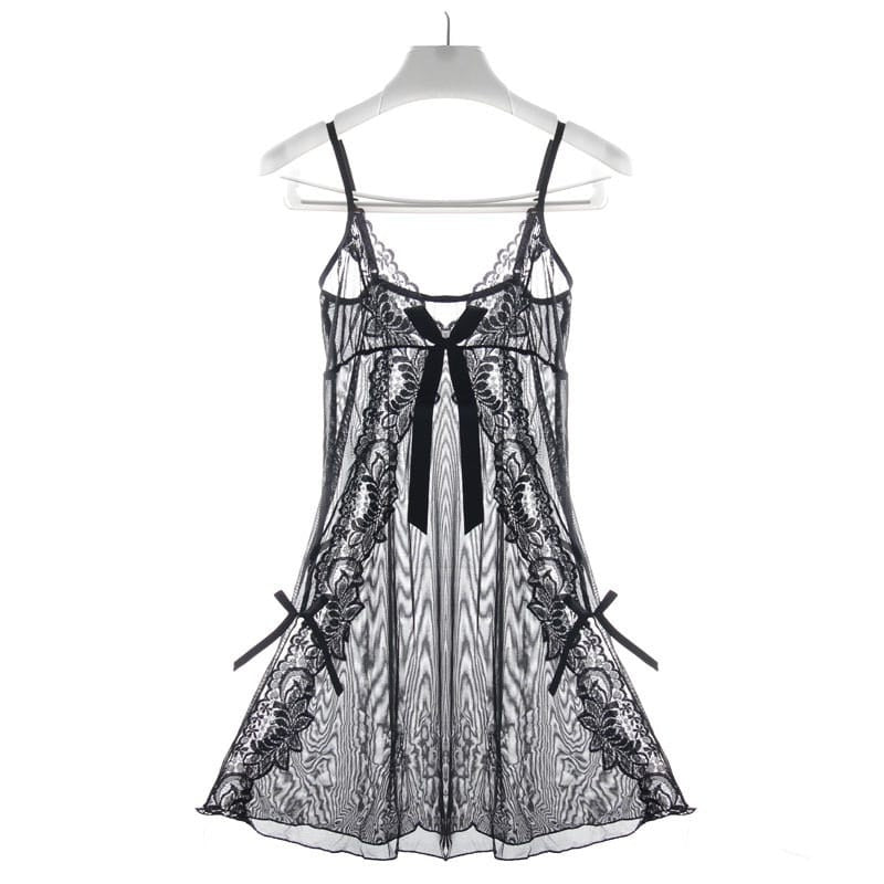 Mesh See-Through Backless Strap Night Dresses