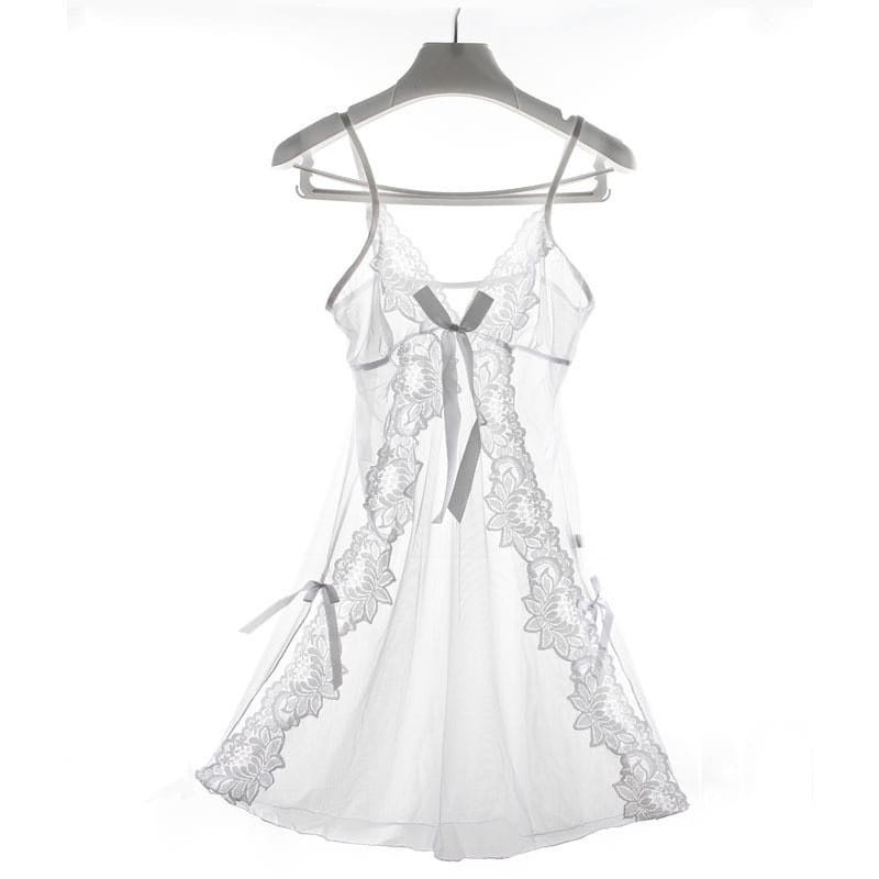 Mesh See-Through Backless Strap Night Dresses