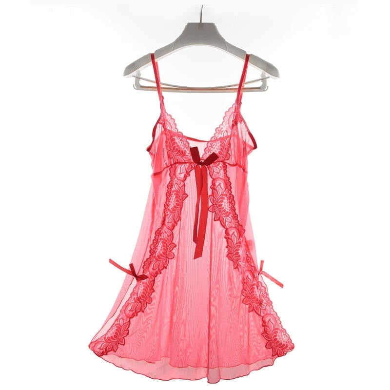 Mesh See-Through Backless Strap Night Dresses