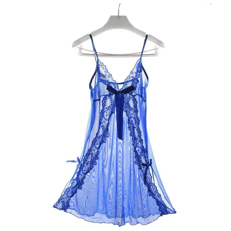 Mesh See-Through Backless Strap Night Dresses