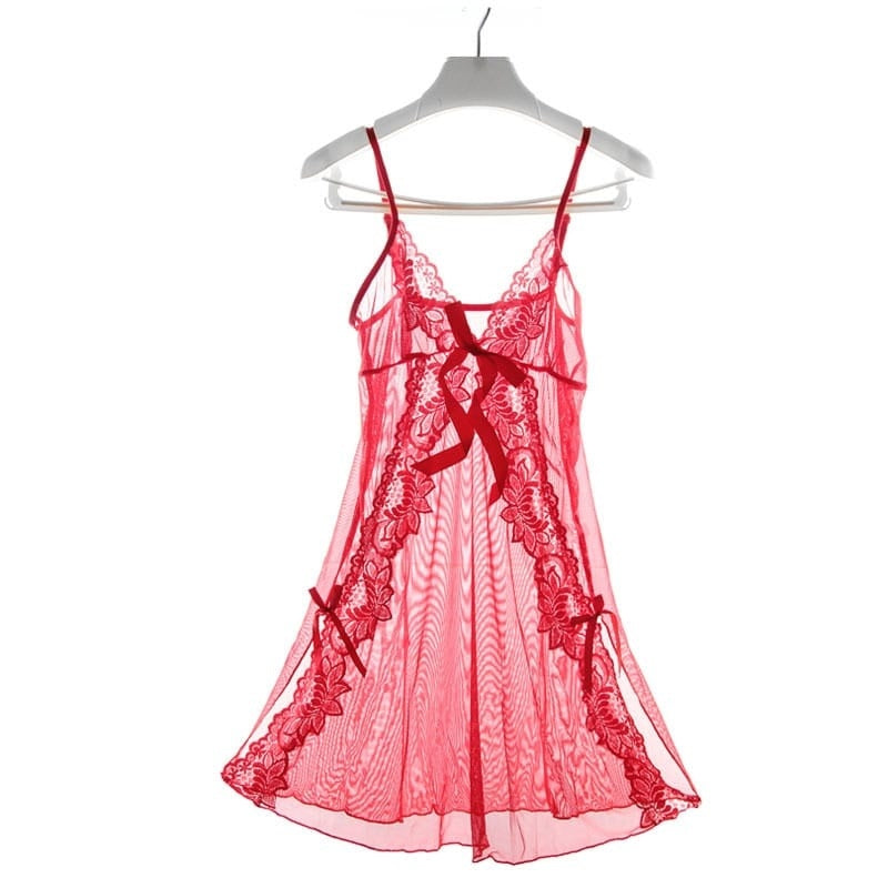 Mesh See-Through Backless Strap Night Dresses