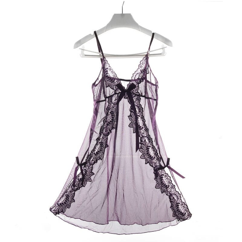 Mesh See-Through Backless Strap Night Dresses