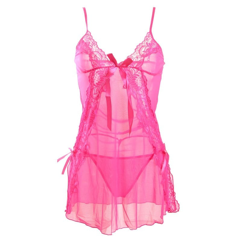 Mesh See-Through Backless Strap Night Dresses