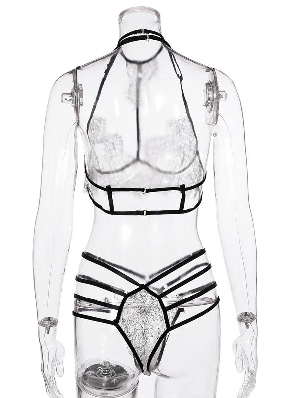 Printed Polyester Cut Out Two-Piece Lingerie Set