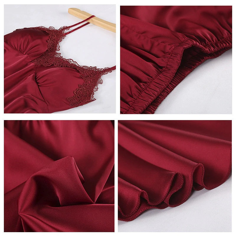 Satin Lace Sleeveless Sleepwear