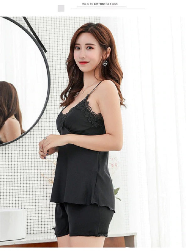 Satin Lace Sleeveless Sleepwear