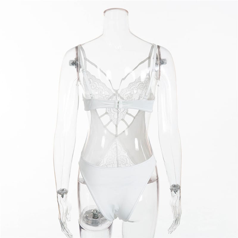 Solid Color Hollow Out Ultrathin Sleep Bodysuit