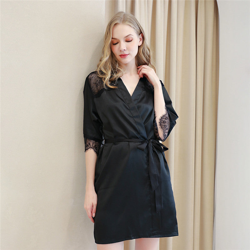 Solid Color Lace Patchwork Pajama