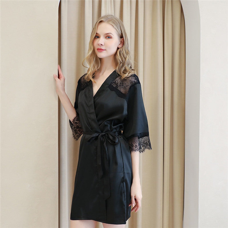 Solid Color Lace Patchwork Pajama