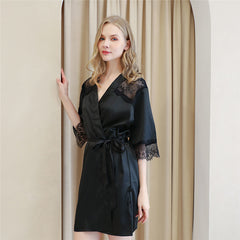 Solid Color Lace Patchwork Pajama