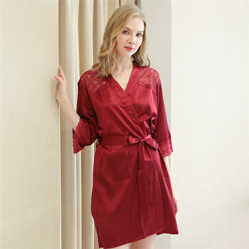 Solid Color Lace Patchwork Pajama