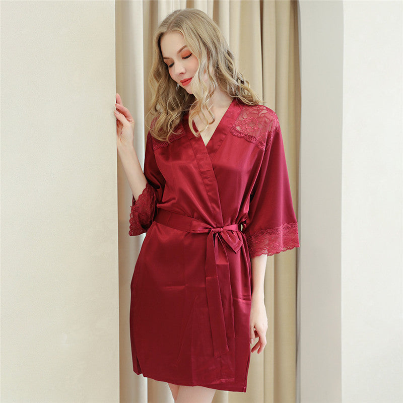 Solid Color Lace Patchwork Pajama