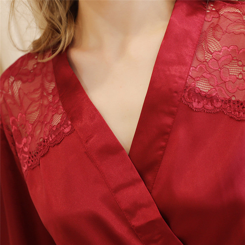 Solid Color Lace Patchwork Pajama