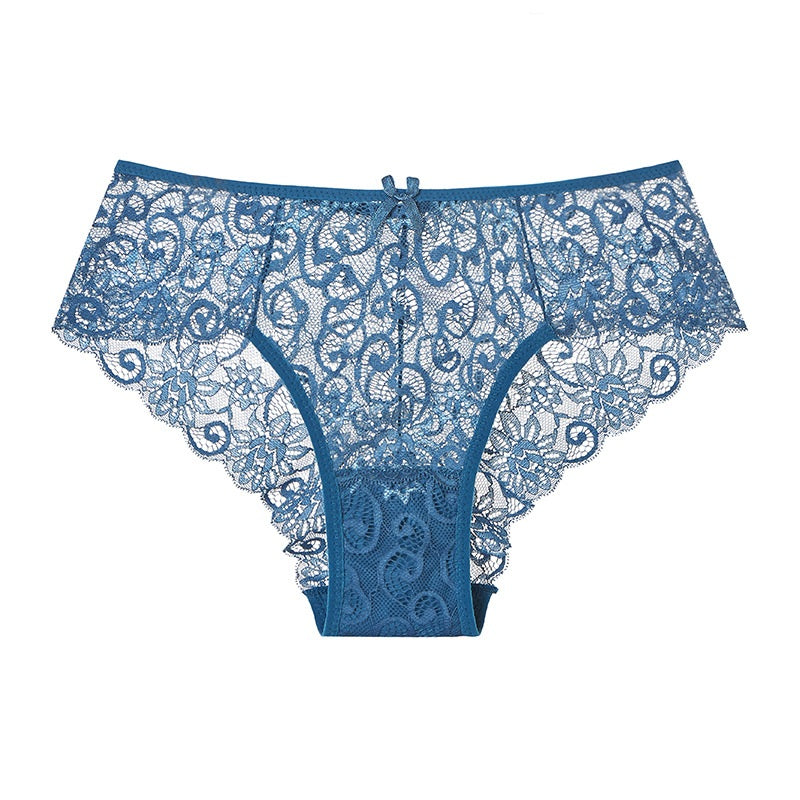 Solid Color See-Through Lace Briefs