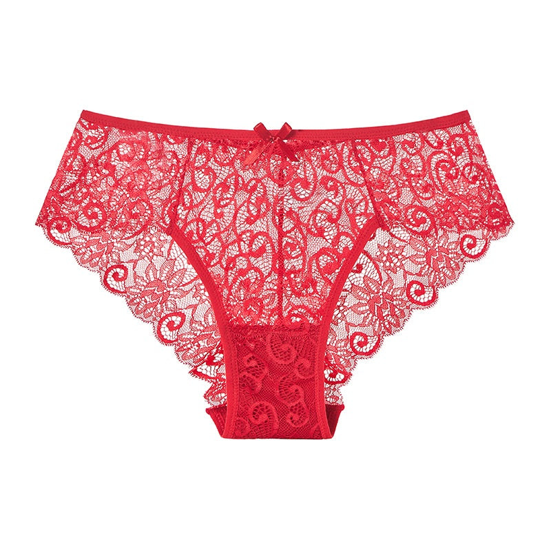 Solid Color See-Through Lace Briefs