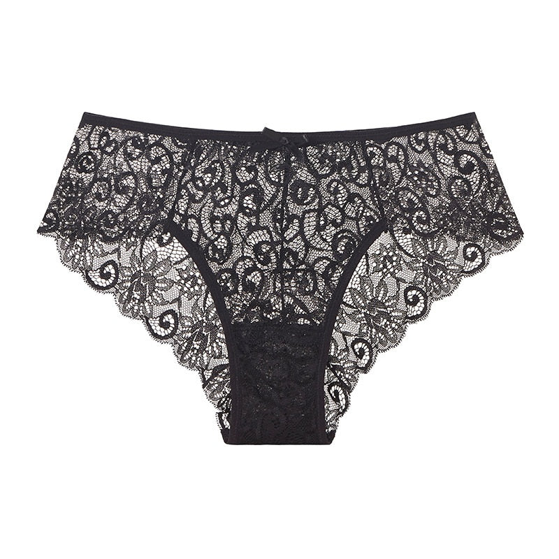 Solid Color See-Through Lace Briefs
