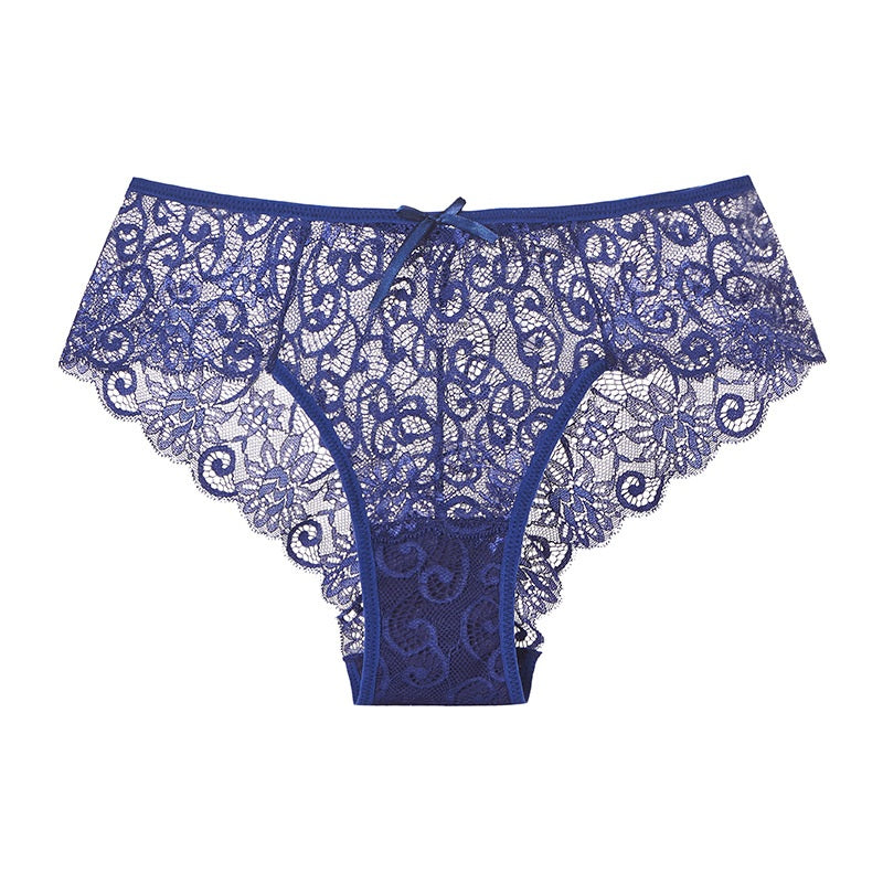 Solid Color See-Through Lace Briefs