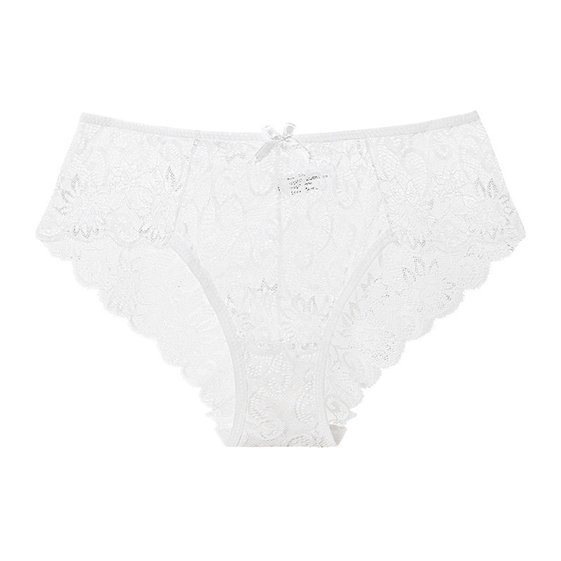 Solid Color See-Through Lace Briefs