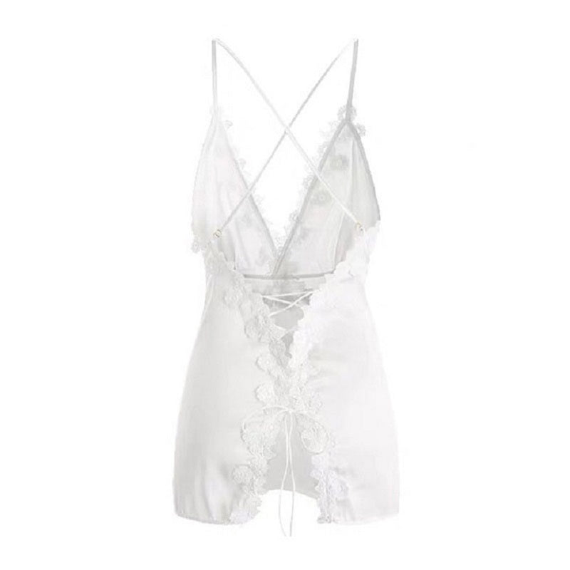 V-Neck Backless Lace Up Sleep Dress